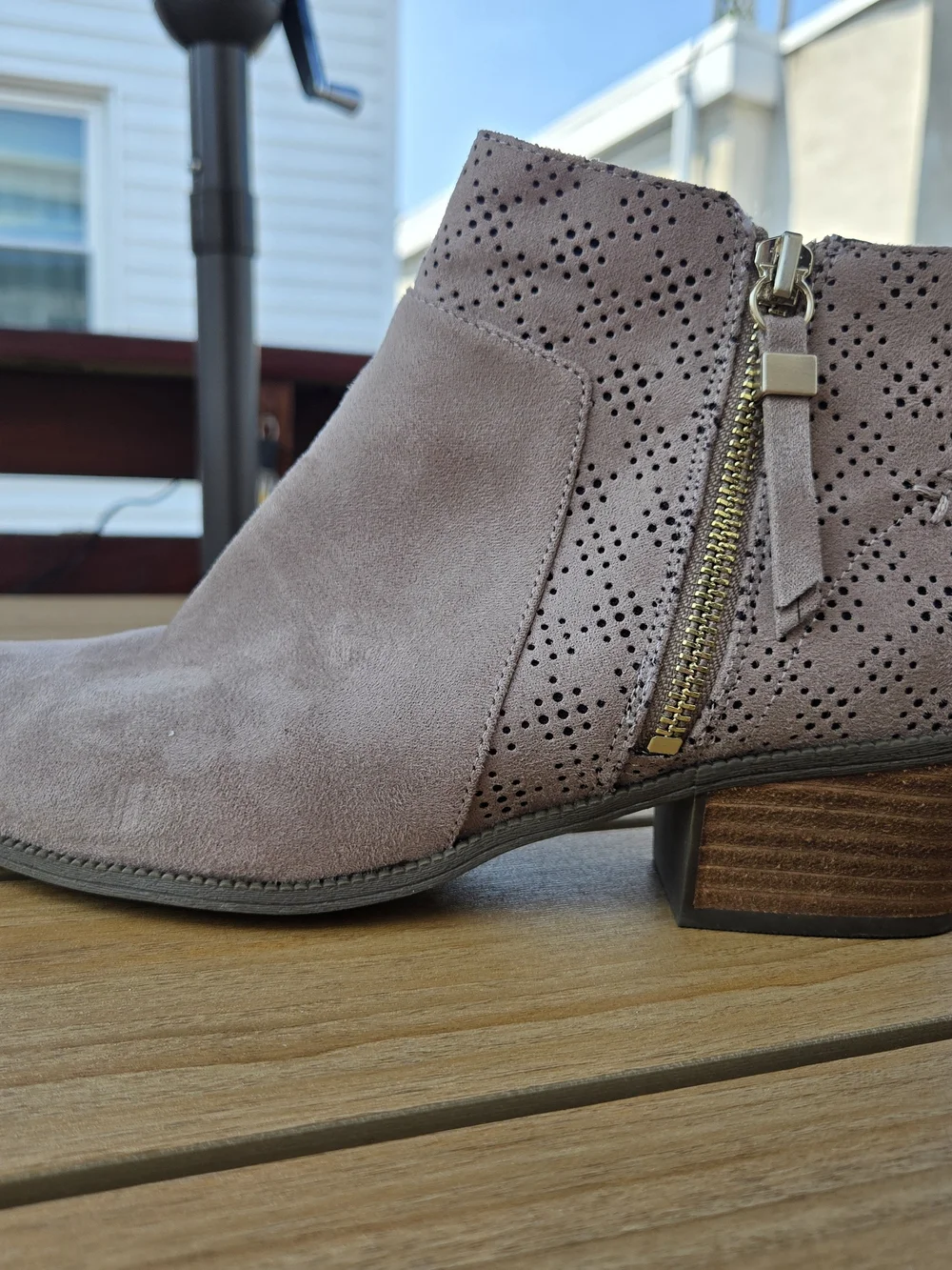 Dr. Scholl's Faux Suede Perforated Ankle Booties with Side Zip - 10
